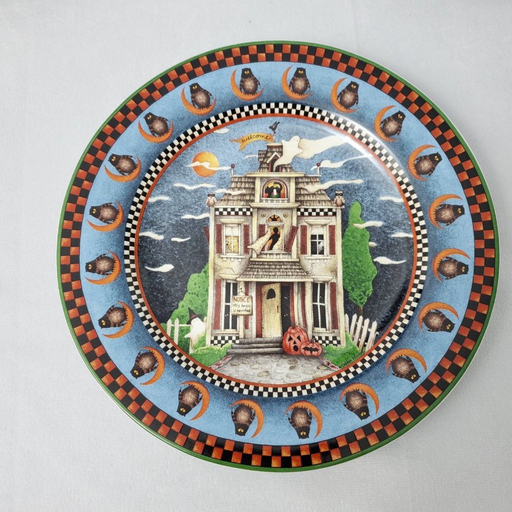 Vintage Sakura Debbie Mumm Haunted House Dessert/Salad Plates Set of 4 2000 - Picture 7 of 8